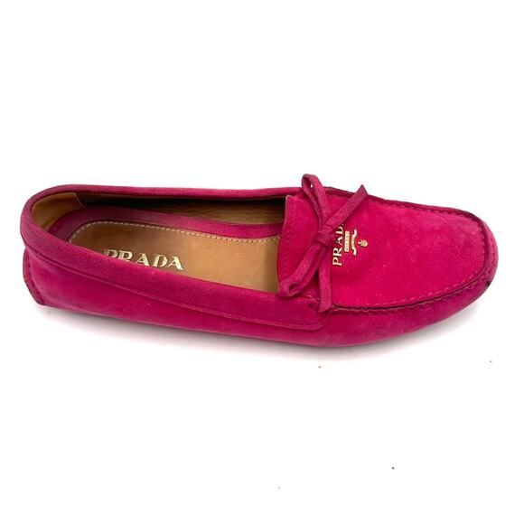 PRADA flats - Fuchsia Hot Pink #barbiecore suede flats - SIZE 37.5 EUC / 7 US - Picture 2 of 14